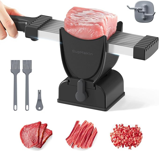 SupMaKin Fresh Meat Slicer, Thickness Adjustable 2 or 4 mm, 17 IN 1 Stainless Steel Manual Meat C... | Amazon (US)
