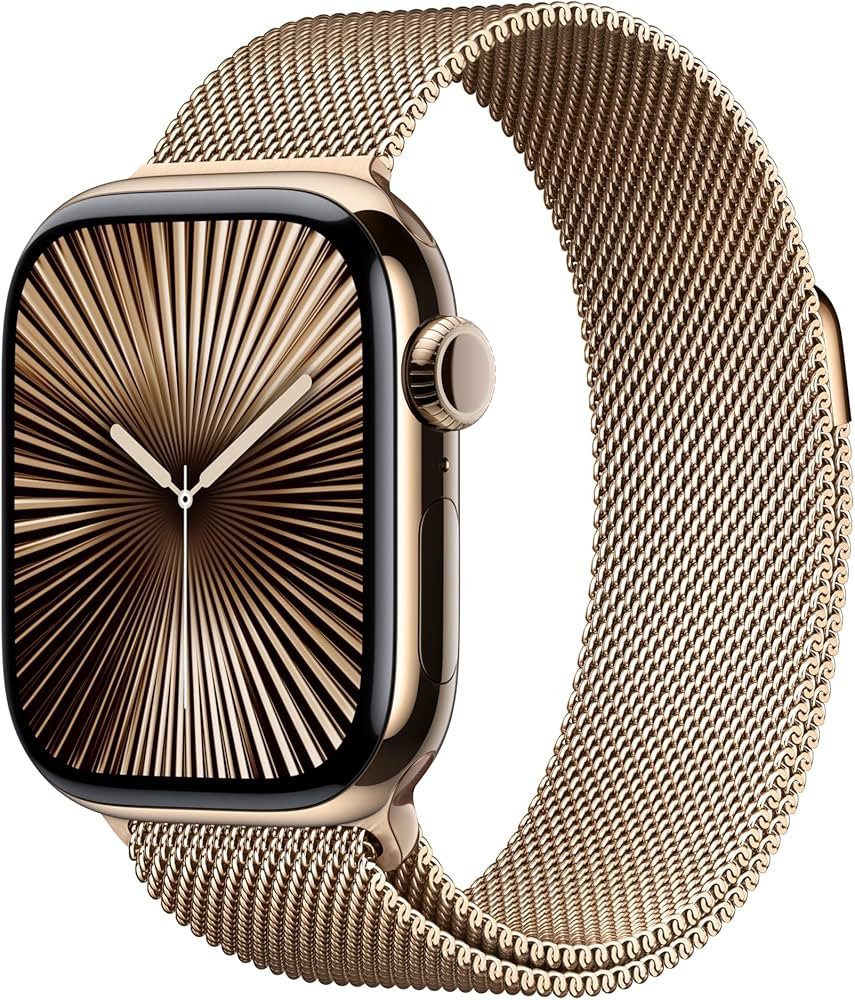 Apple Watch Series 10 [GPS + Cellular 42mm case] Smartwatch with Gold Titanium Case with Gold Mil... | Amazon (US)