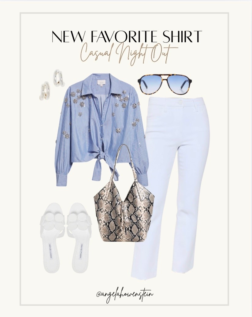 Loving this crystal coated button down!  It’s so fun vs a plain ole button down with white jeans!

#LTKootd #LTKOver40 #LTKgrwm