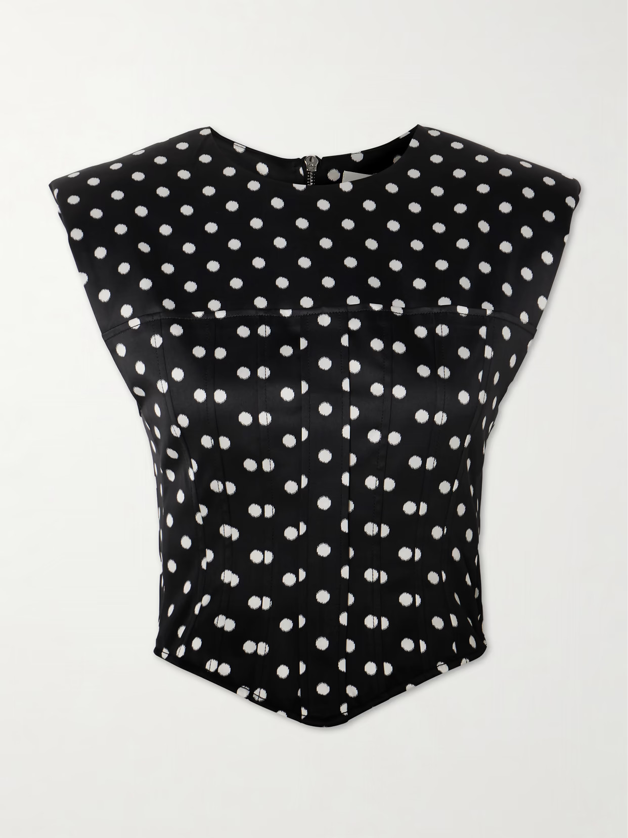 GANNI - Polka-dot Recycled-satin Corset Top - Black | NET-A-PORTER (US)