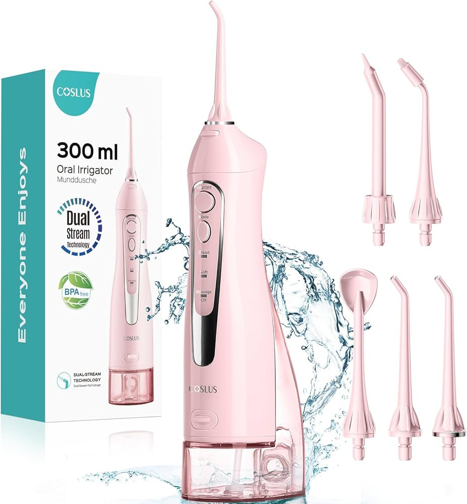 COSLUS Water Dental Flosser Teeth Pick: Portable Cordless Oral Irrigator 300ML Rechargeable Trave... | Amazon (US)