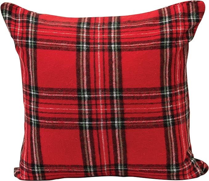 Creative Co-Op 18" Square Brushed Cotton Plaid, Red & Black Pillows, Multi | Amazon (US)