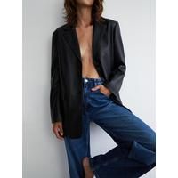 Warehouse Single Breasted Faux Leather Blazer - Black | Very (UK)