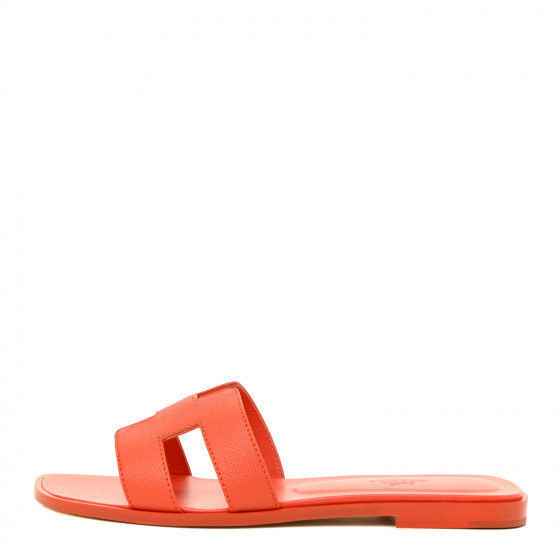 HERMES Epsom Oran Sandals 38 Orange Poppy | Fashionphile