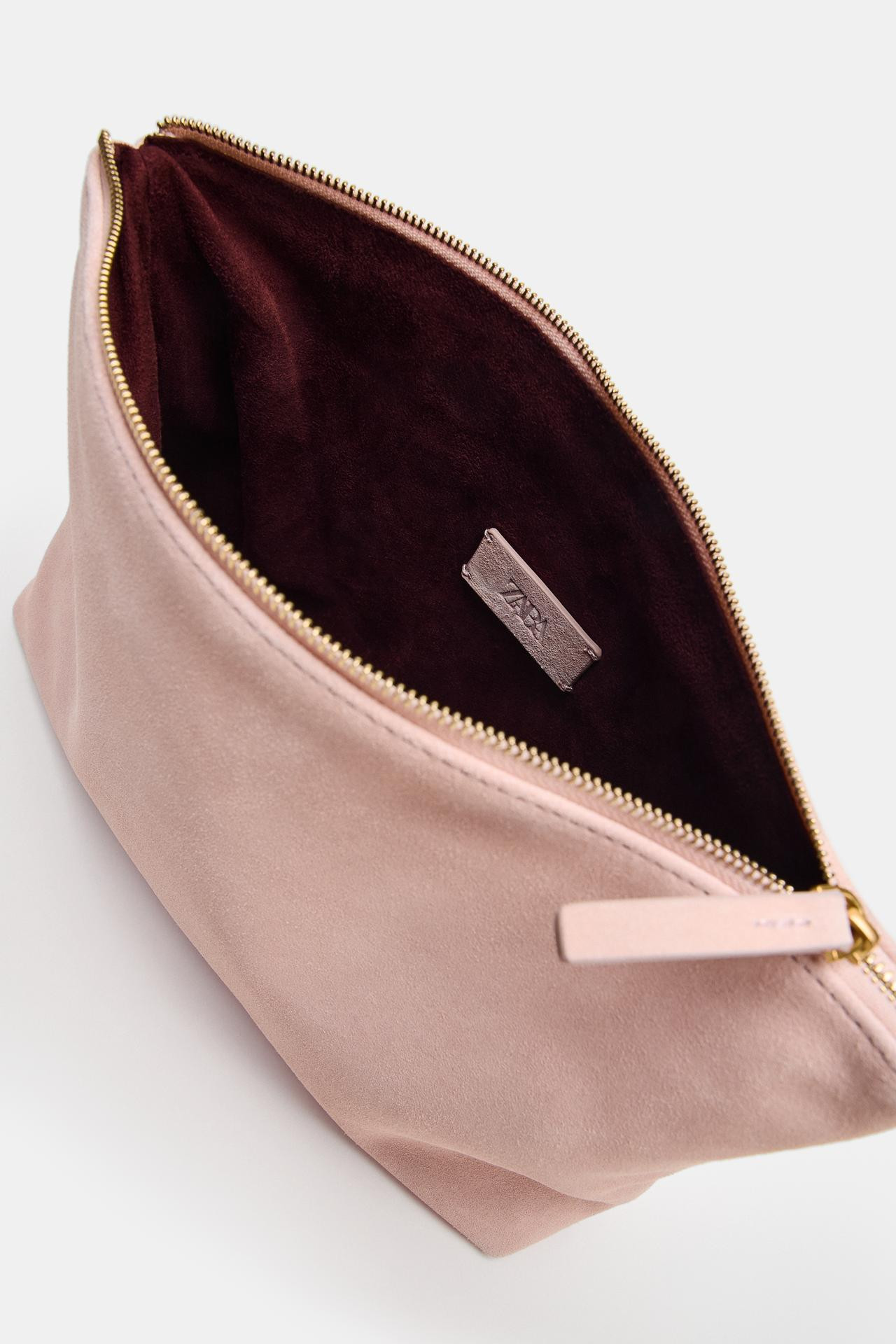 Zara - Suede Toiletry Bag - Pink - One Size Only - Woman | Zara US