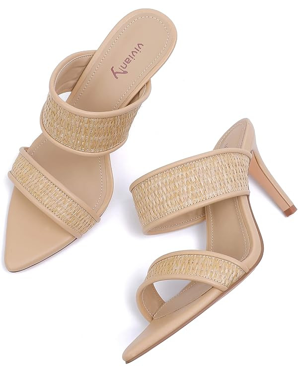 vivianly Clear Pointed Toe Heels Sandals Transparent Strap Stiletto High Heels Slip on Mules for ... | Amazon (US)