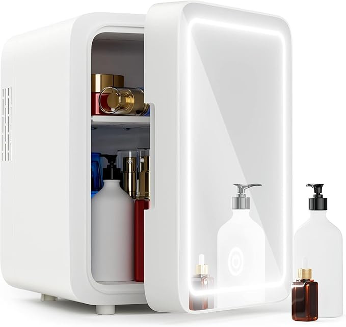 LED Mirror Skincare Fridge – (4 Liter/6 Can) Beauty & Makeup Mini Fridge with Cooling & Warming... | Amazon (US)