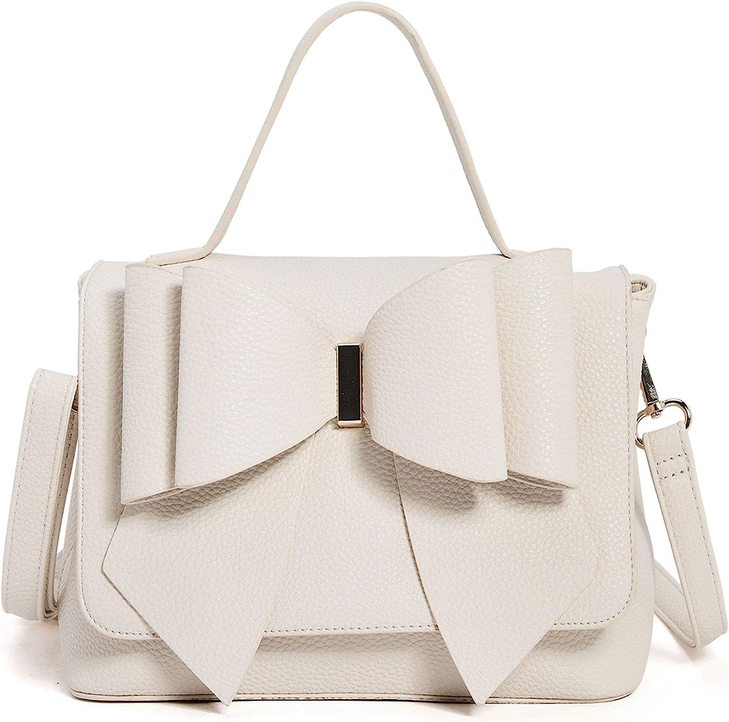 LIKE DREAMS Women's Vegan Leather Bowtie Top Handle Fashion Satchel Handbag | Amazon (US)