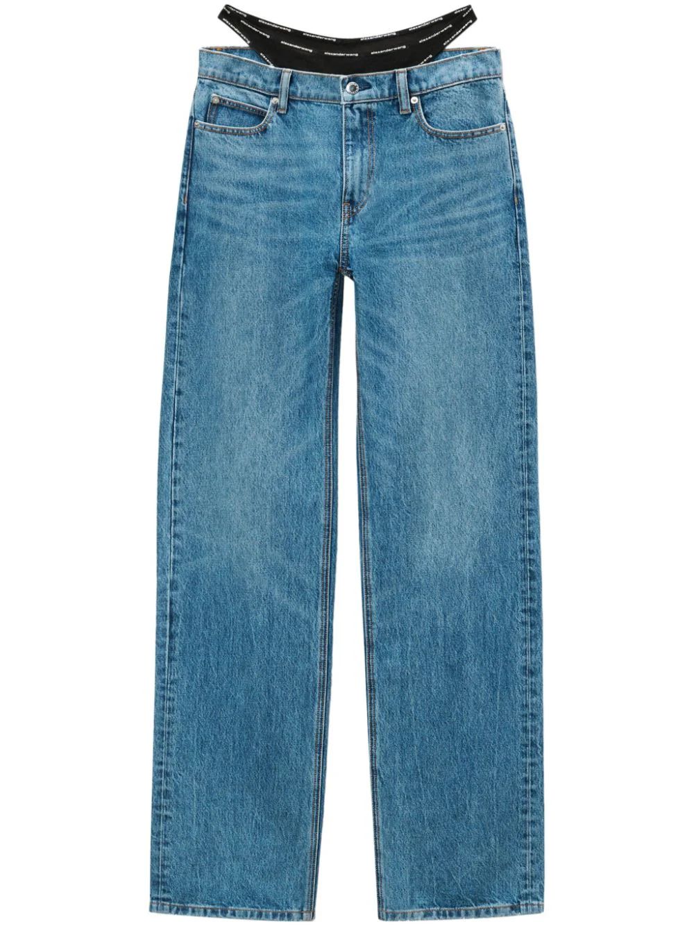 Alexander Wang logo-waistband straight-leg Jeans - Farfetch | Farfetch Global