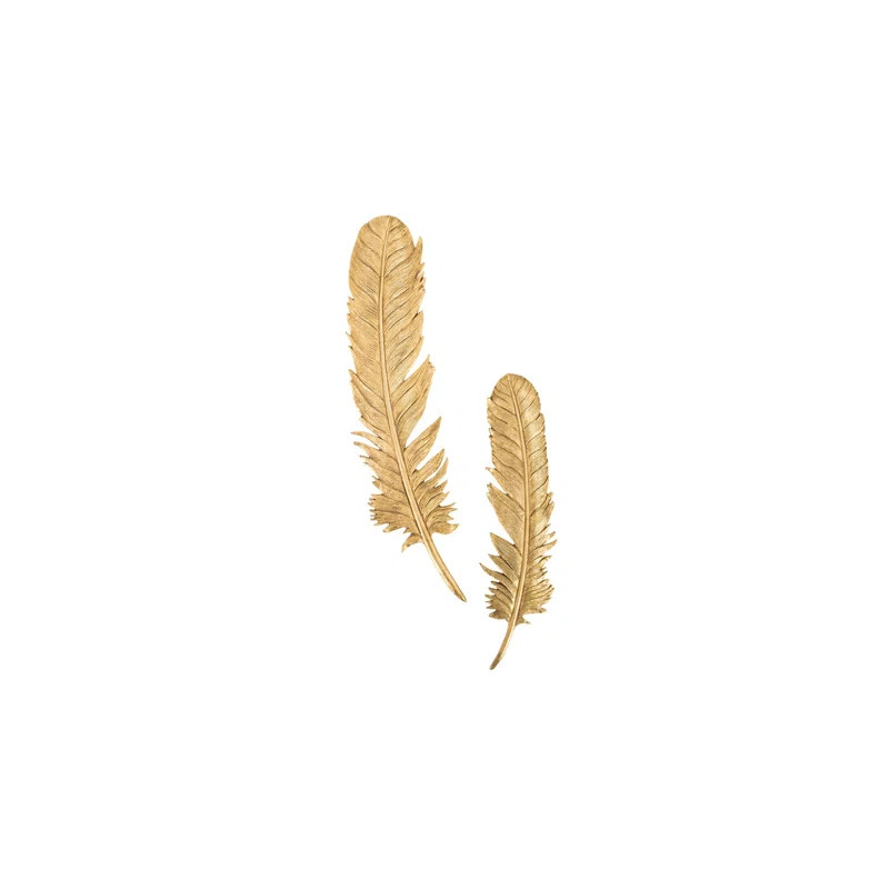 2 Piece Feathers Leaf Resin Wall Décor Set | Wayfair North America