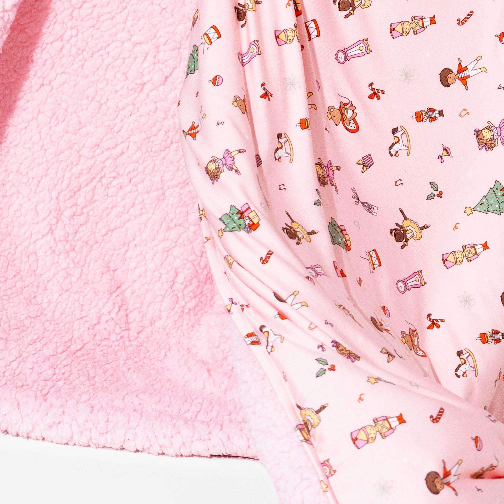 Nutcracker Pink Adult Bamboo Sherpa Robe | Bellabu Bear