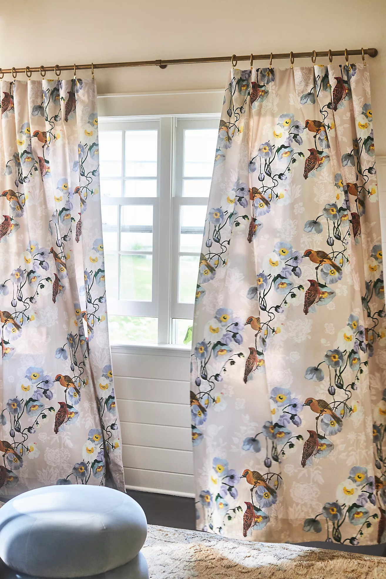 Nathalie Lete Marais Bird Printed Cotton Curtain | Anthropologie (US)