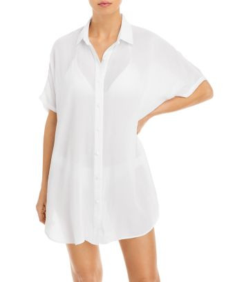 AQUA Button-Down Swim Cover Up Tunic - Exclusive  | Bloomingdale's Women Swimsuits & Cover-Ups | Bloomingdale's (US)