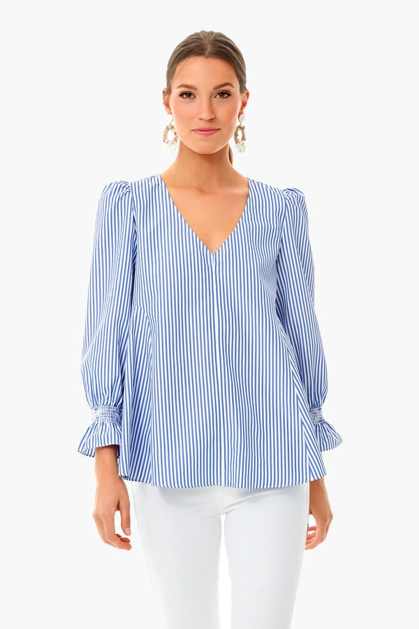 Blue Stripe Easton Blouse | Tuckernuck (US)