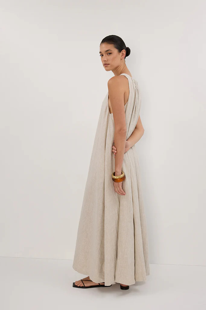 ISABELLE NATURAL LINEN MIDI DRESS | DISSH