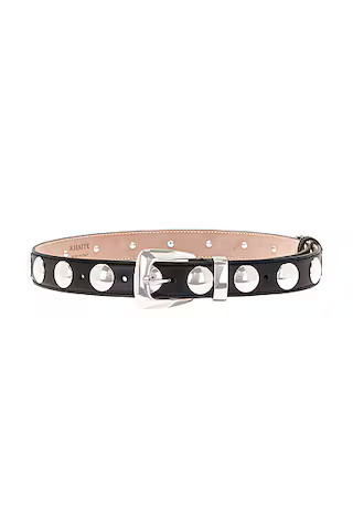 KHAITE Benny Stud Silver Buckle Belt in Black | FWRD | FWRD 