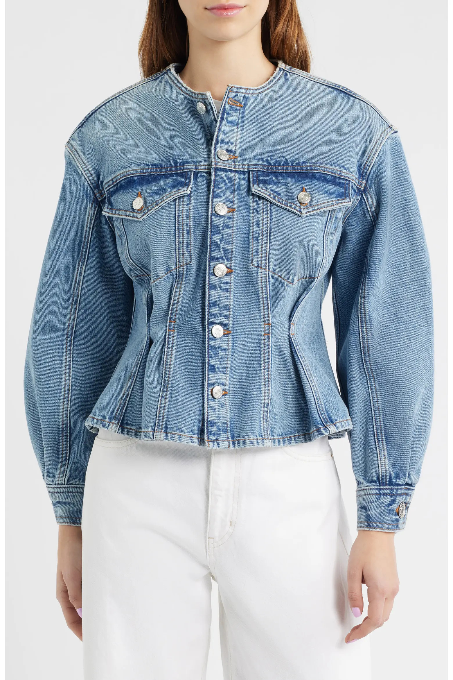 The Nipped Collarless Denim Jacket (Women) | Nordstrom | Nordstrom