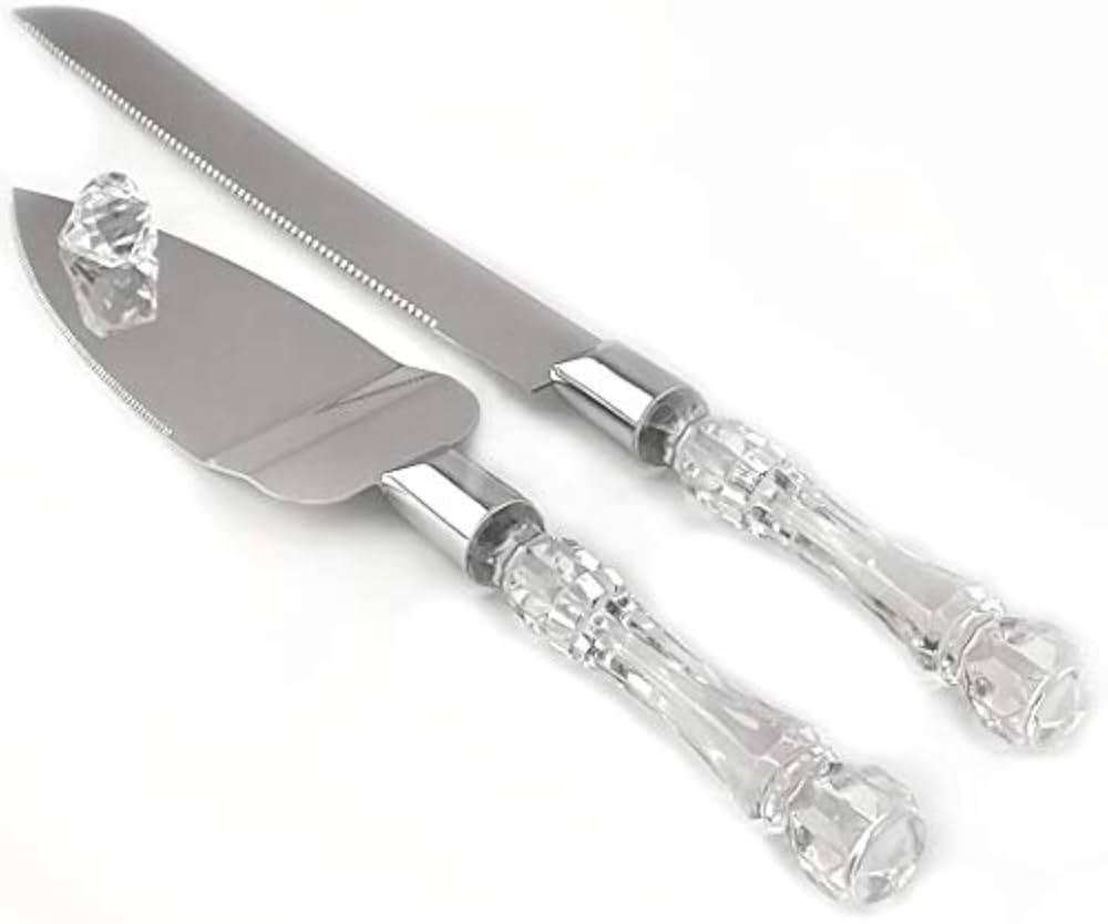 Adorox Cake Knife and Server Set Acrylic Stainless Steel Faux Crystal Handle Holiday Thanksgiving... | Amazon (US)