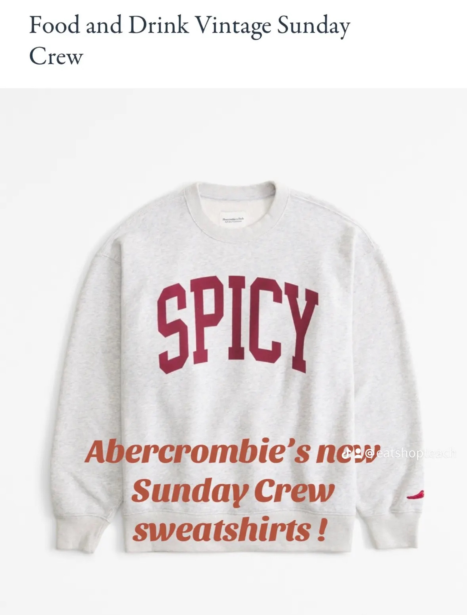 Abercrombie just launched these adorable food and drink Sunday crewnecks. I love the Carbs one! Shop the link below! These are selling out fast! 

#LTKFitness #LTKFamily #LTKActive