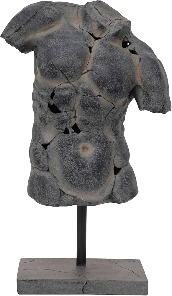 Modern Cracked Male Torso Sculpture – Polyresin Statue with Textured Black Finish – Artistic ... | Amazon (US)