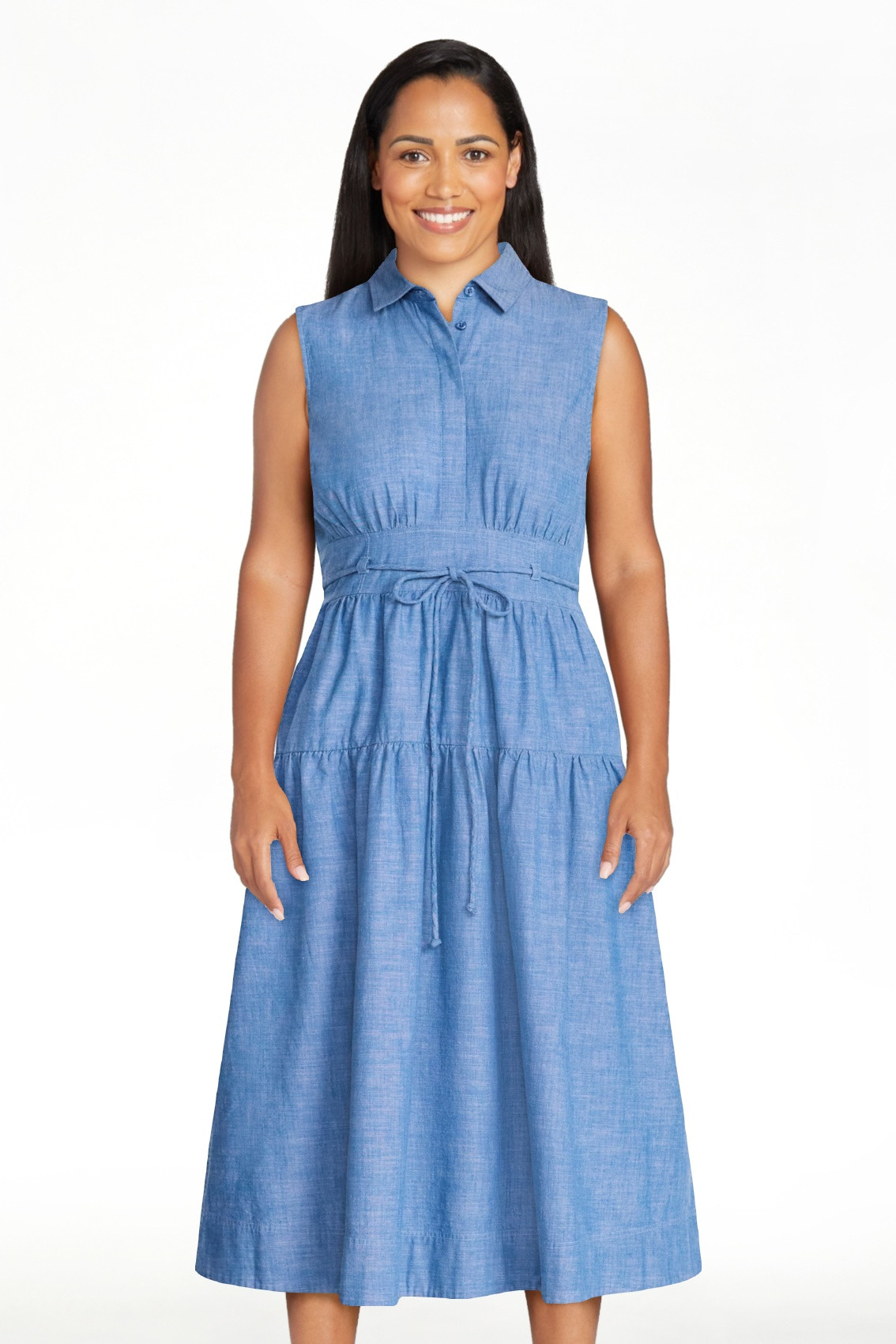 Free Assembly Women's and Women's Plus Sleeveless Cotton Maxi Shirtdress with Belt, Sizes XS-4X | Walmart (US)