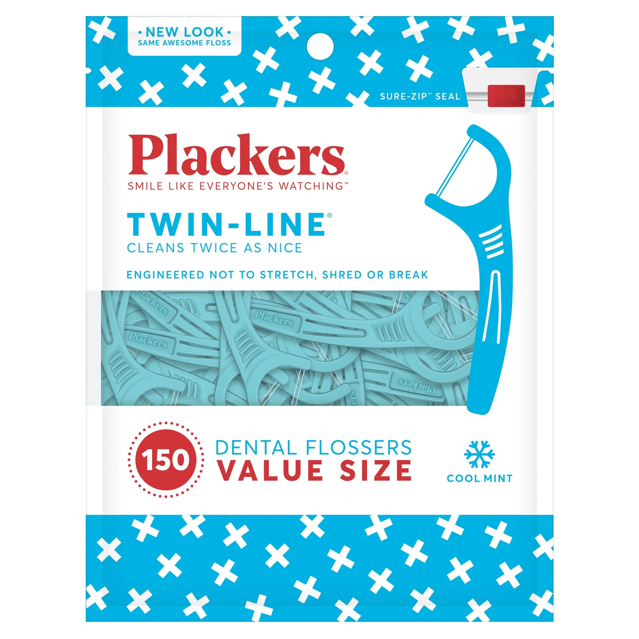 Plackers Twin-Line Dental Flossers, Dual Action Flossing System, Easy Storage, Super Tuffloss, 2X... | Walmart (US)