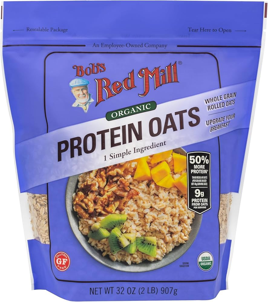 Bob's Red Mill Organic Gluten Free Protein Oats, 32oz (Pack of 1) - 9g/Serving, Non GMO, Whole Gr... | Amazon (US)