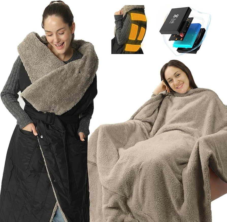 ZonLi Electric Wearable Heated Blanket, 2-in-1 Design Portable Cordless Heated Blankets Battery O... | Amazon (US)