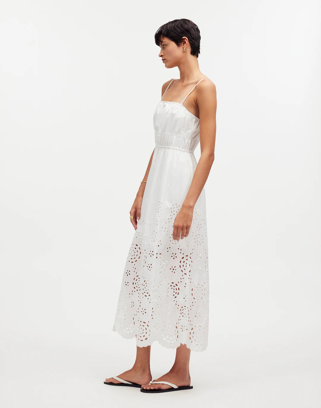 Embroidered Tank Midi Dress in Poplin | Madewell