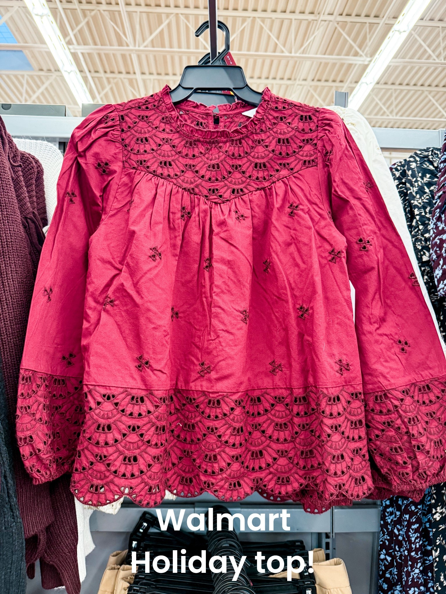 Walmart holiday eyelet top 

#LTKFindsUnder100 #LTKSaleAlert #LTKFindsUnder50