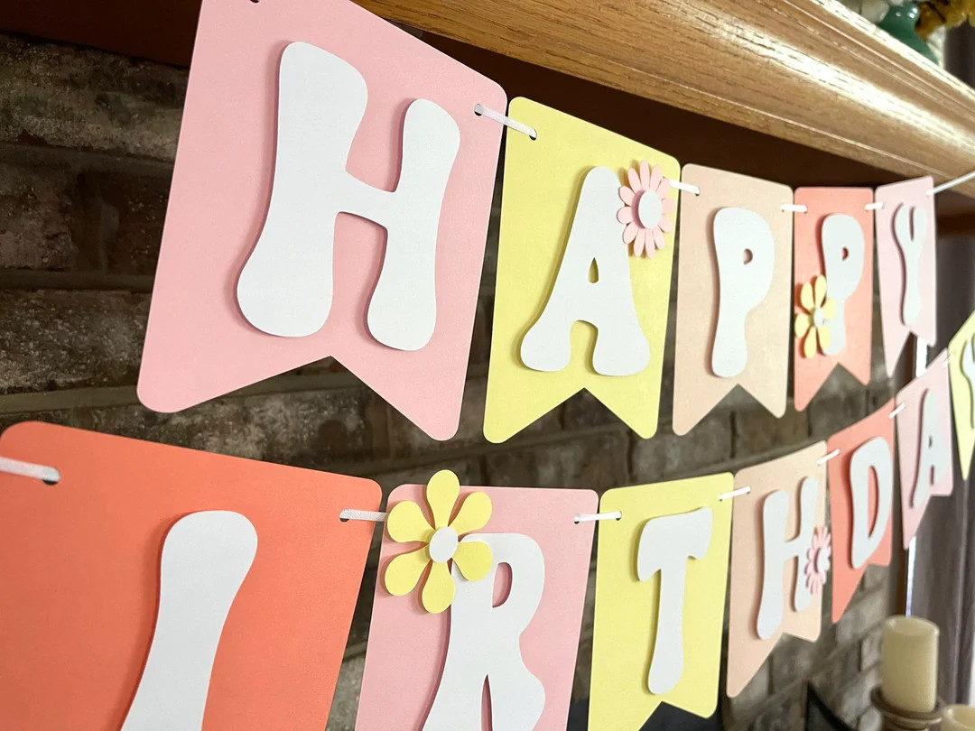 Groovy Happy Birthday Banner - Retro 70's Party Theme - Two Groovy Psychedelic Decorations - Hipp... | Etsy (US)