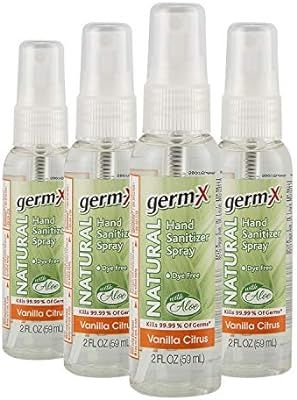 Germ-X Natural Hand Sanitizer Spray, Vanilla Citrus, Travel Size, 2 Fluid Ounce (Pack of 4) | Amazon (US)