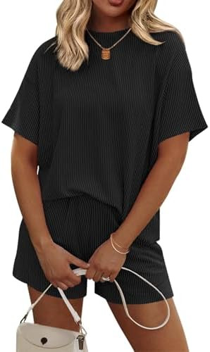 Ekouaer Womens Pajama Sets Short Sleeve Lounge Sets 2 Piece Pjs Tops and Shorts Outfits Matching ... | Amazon (US)