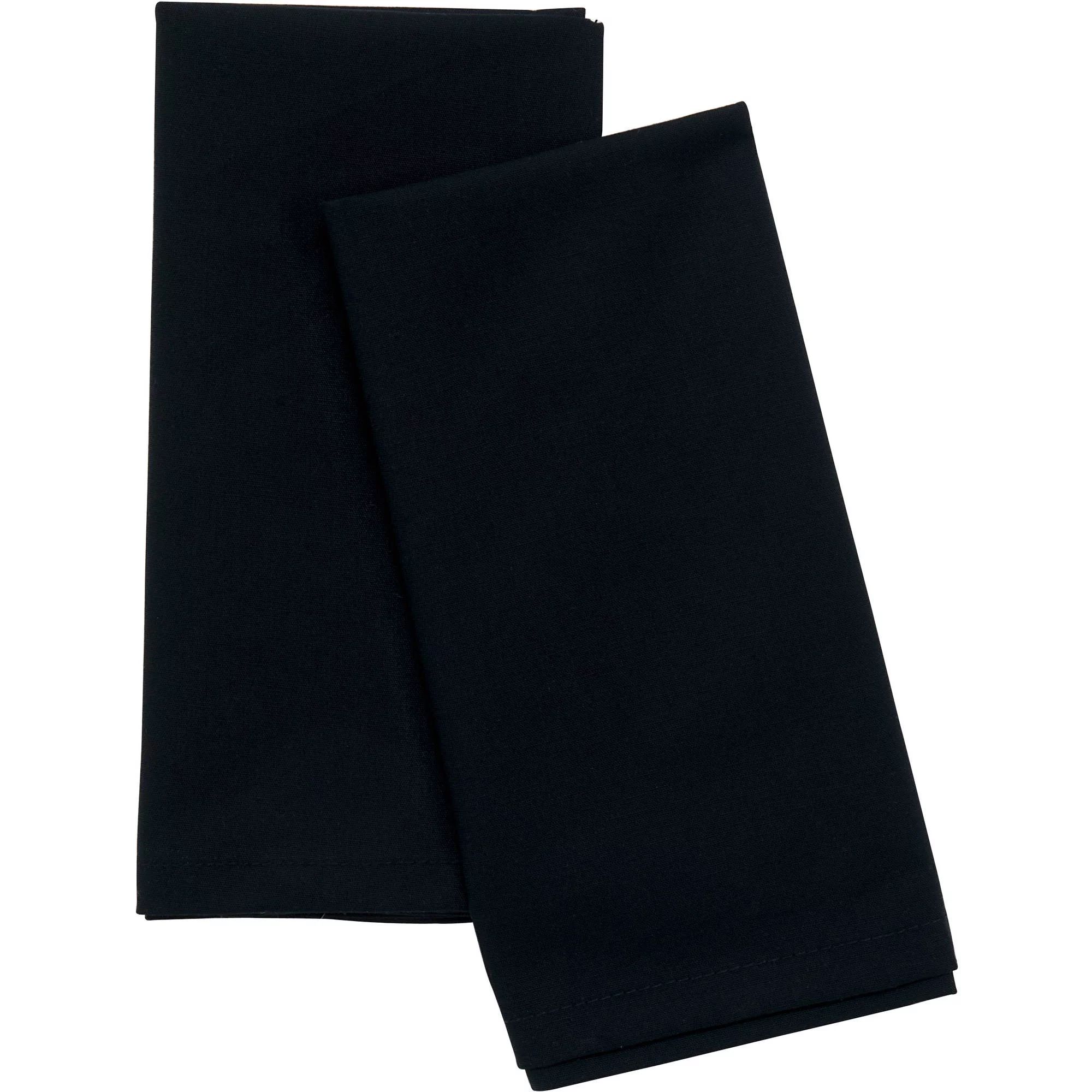 Mainstays Solid Fabric Napkin, Black, 18"W x 18"L, 2 Piece | Walmart (US)