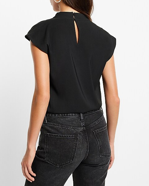 Satin Draped Mock Neck Gramercy Thong Bodysuit | Express