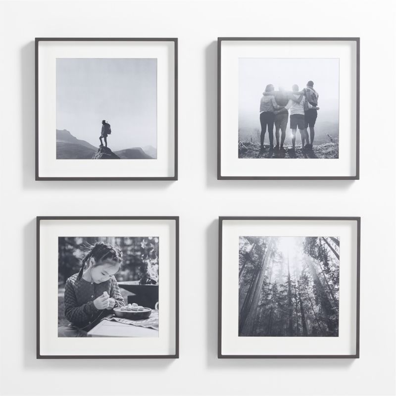 4-Piece Brushed Black 11x11 Gallery Wall Picture Frame Set | Crate & Barrel | Crate & Barrel