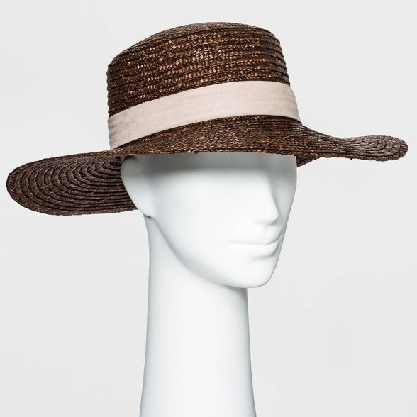 Women's Flat Top Wheat Straw Boater Hat - A New Day™ | Target