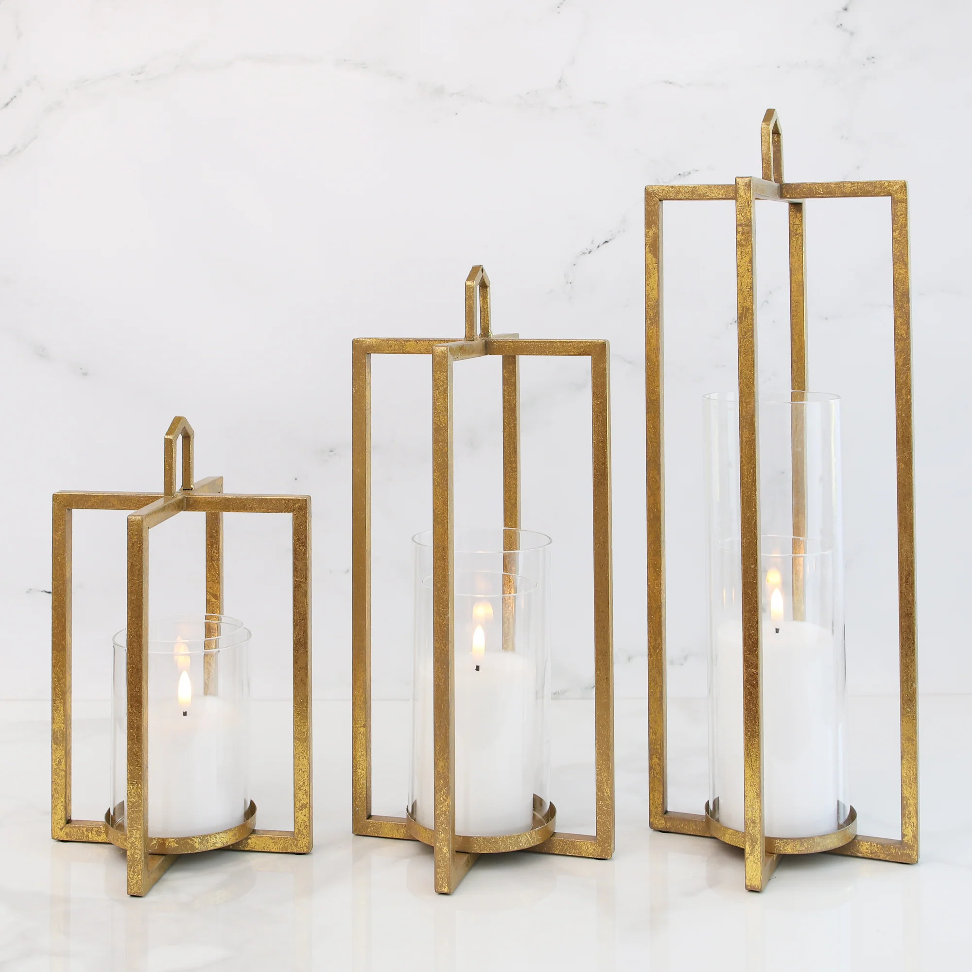 Gold Mod Lantern Set of 3 | Interior Delights