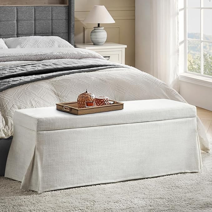 HULALA HOME Fabric Window Bench with Storage Shoe Traditional 46.5" End of Bed Bench for Bedroom ... | Amazon (US)