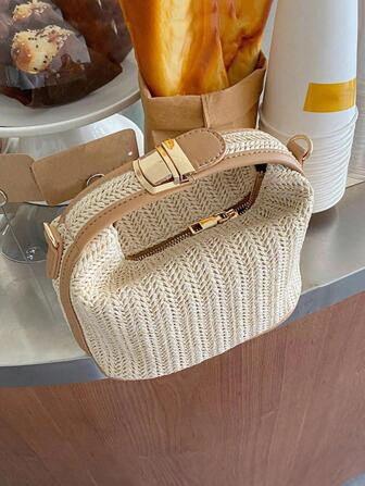 Summer Small Straw Woven Bucket Crossbody Bag Trendy Casual Seaside Beach Shoulder Bag | SHEIN