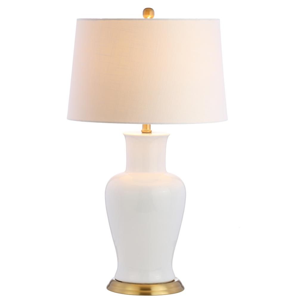 Julian 29 in. White/Gold Ceramic Table Lamp | The Home Depot