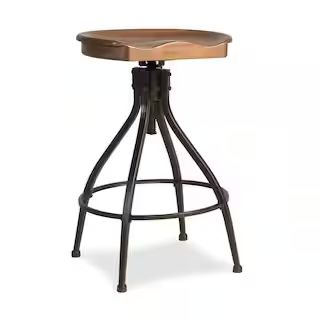Hillsdale Furniture Worland 24-30 in. Brown Metal Backless Adjustable Height Swivel Stool 4734-83... | The Home Depot