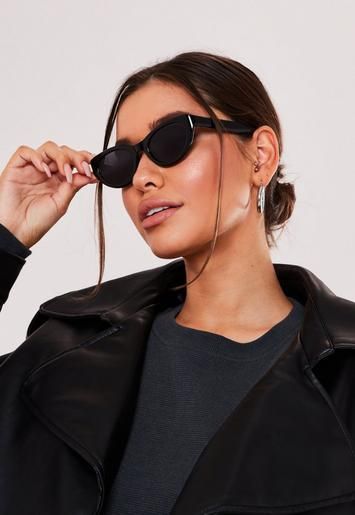 Black Oval Cateye Sunglasses | Missguided (UK & IE)