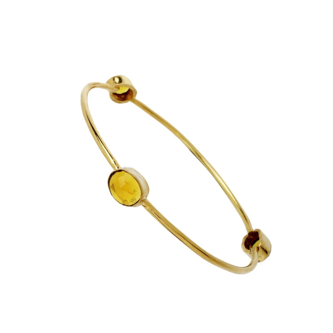 Citrine Gemstone Bangle, Gold Plated Bangle, Handmade Bangle, Stacking Bangle, Wedding Gifts, Sto... | Etsy (US)