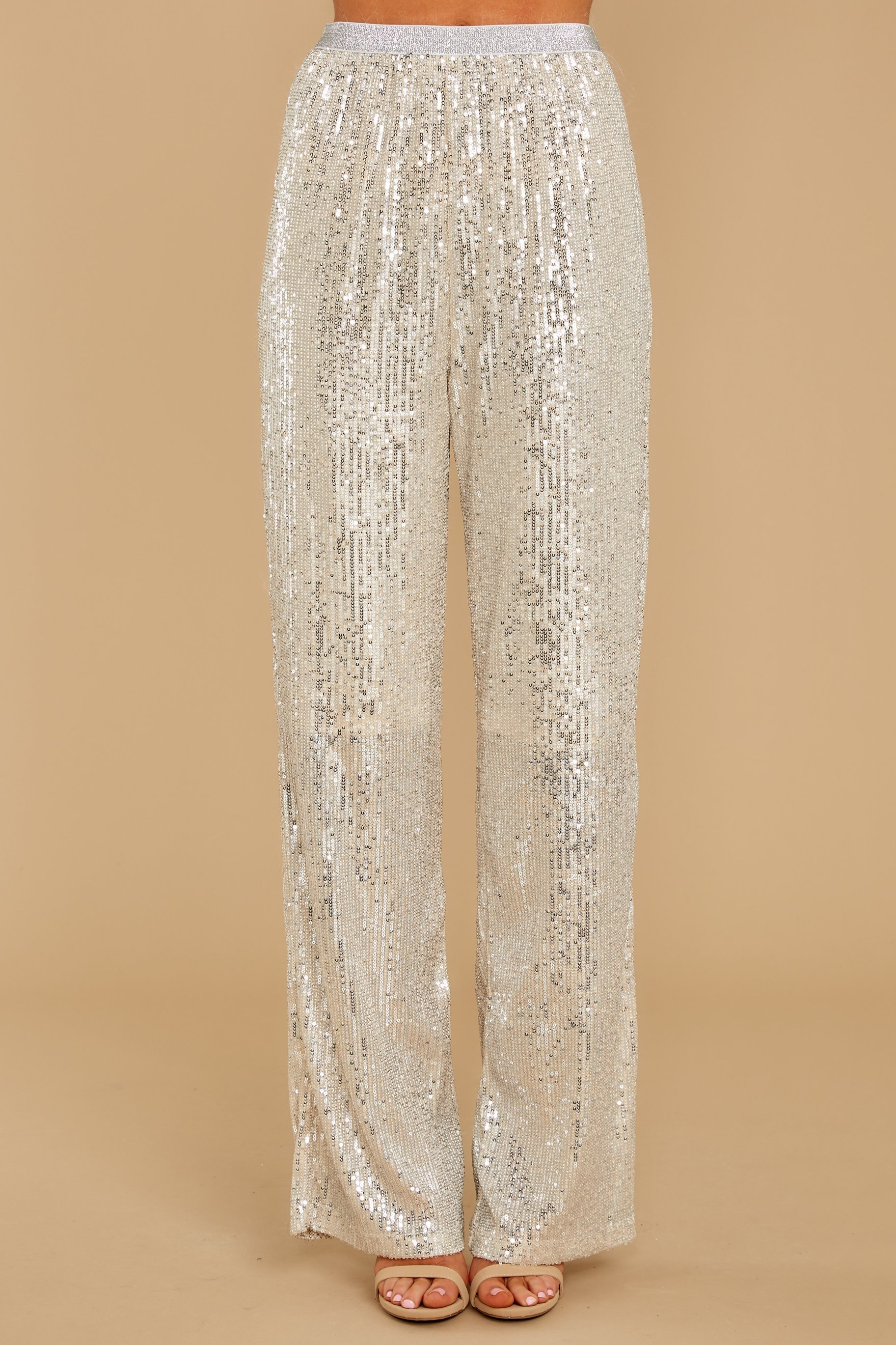 Night Of Your Life Silver Sequin Pants | Red Dress 