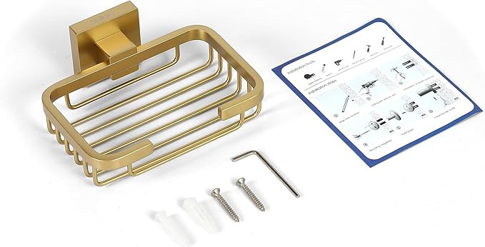 SEIDO Gold Soap Dish for Shower, 304 Stainless Steel Double-Locking Soap Holder, Wall Mount Soap ... | Amazon (US)