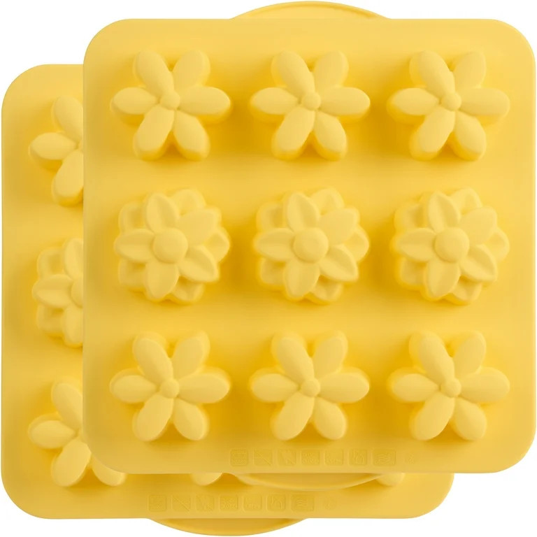 Trudeau Yellow Flowers Muffin Pan, Sturdy Structured Silicone, 9 Count Mold, 2 Pack | Walmart (US)