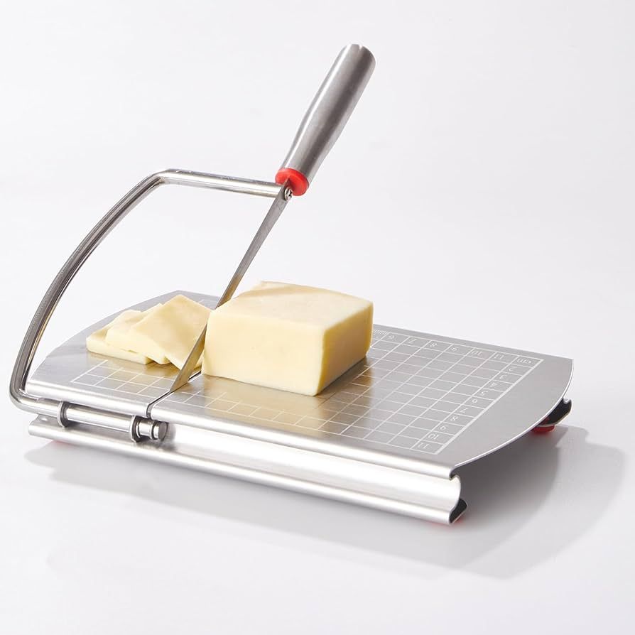 Multipurpose Cheese Slicer Cutter, Stainless Steel Cheese Cutter Board with Blade for Block Cheese, Effortless Slicing, Guillotine Sausage Ham Biltong Jerky Slicer | Amazon (US)