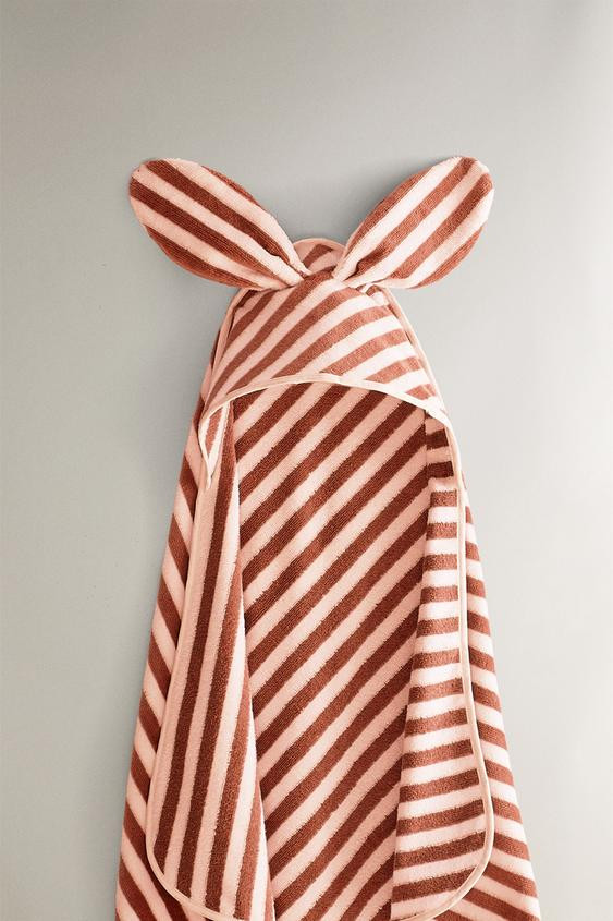 CHILDREN’S STRIPED VELOUR HOODED TOWEL | Zara US