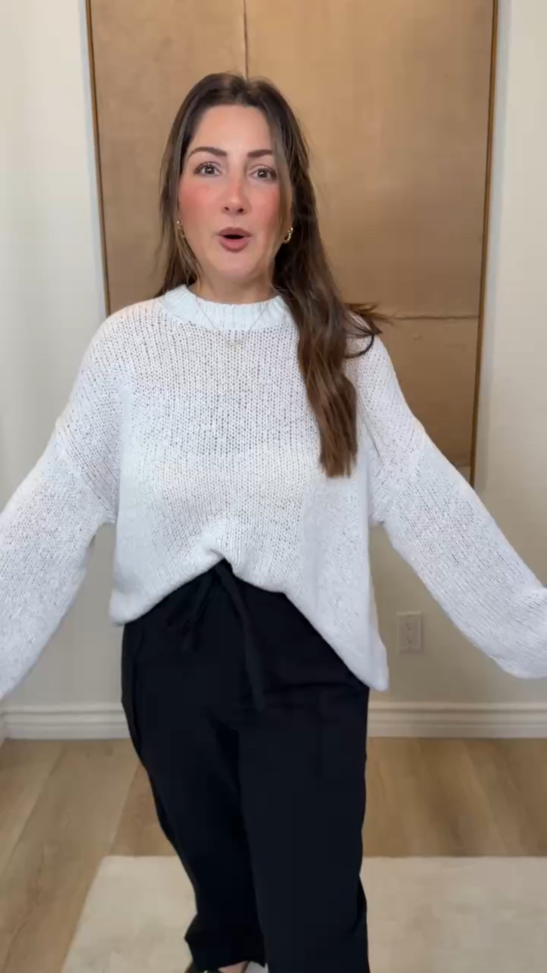 Oversized lightweight sweater for spring/summer! 
Size small 

Cotton pants from Amazon! Petite friendly!🙌🏼
Size medium 

Linked exact and similar sandals 

I'm 5'0" 145lbs 

#LTKFindsUnder100 #LTKPetite #LTKSeasonal